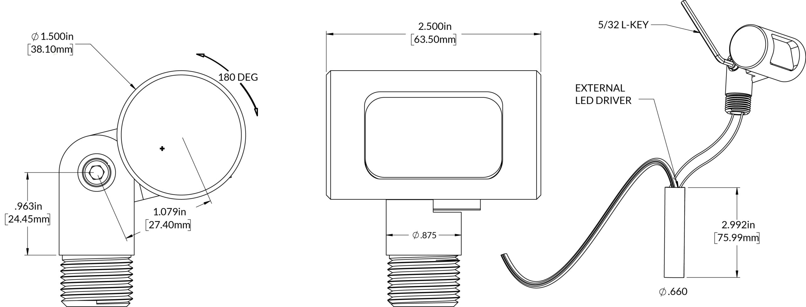 Mini Wall Washer dimension drawing