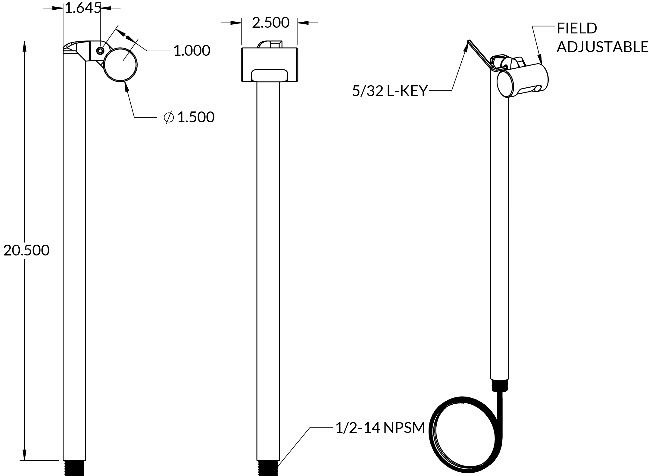 P10 Path Light dimension drawing