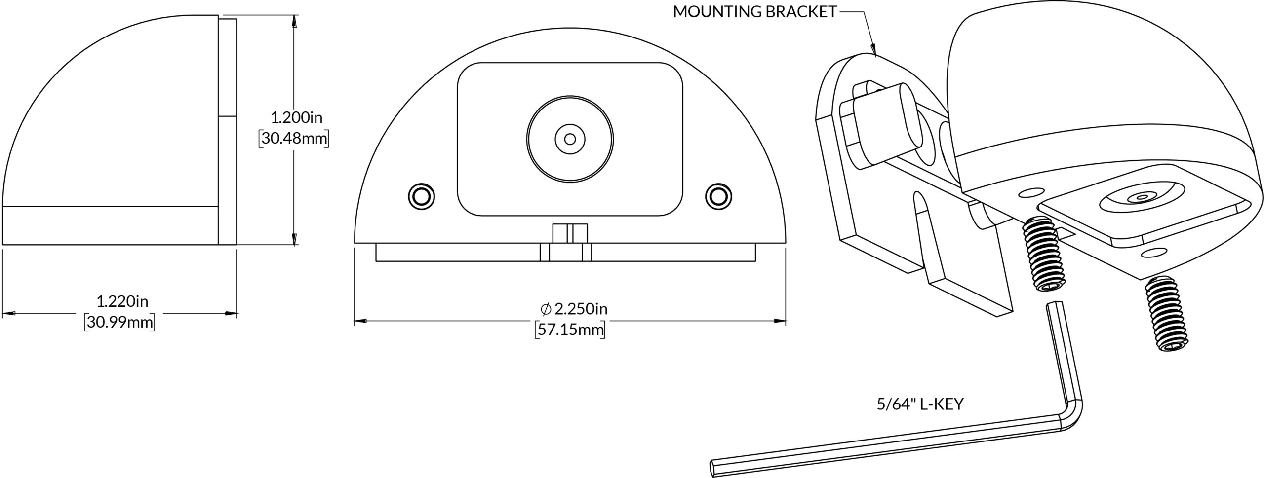DL15-II Mini Deck Light dimension drawing