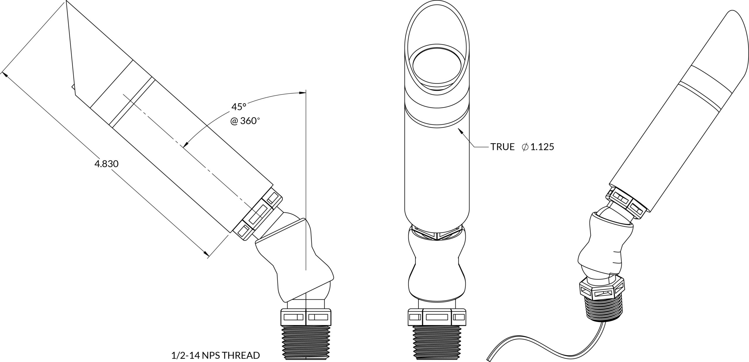 MS Mini Spotlight with Knuckle dimension drawing