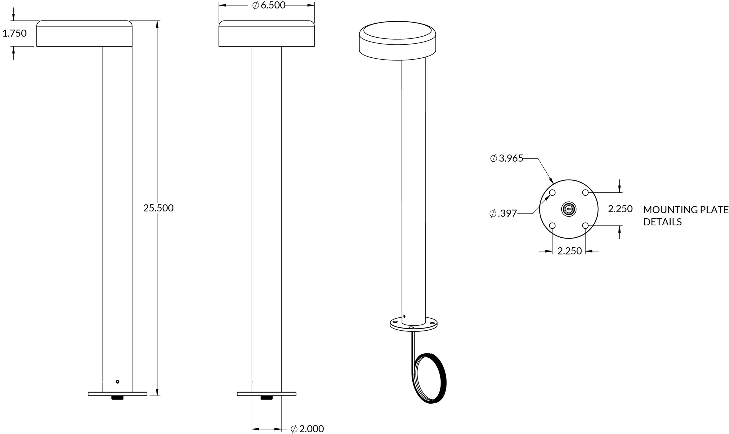 P11 Path Light dimension drawing
