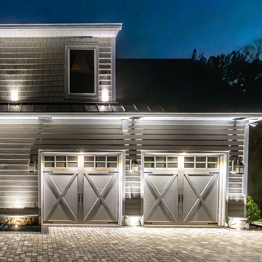 OWL Micro II creating linear accents across a home facade